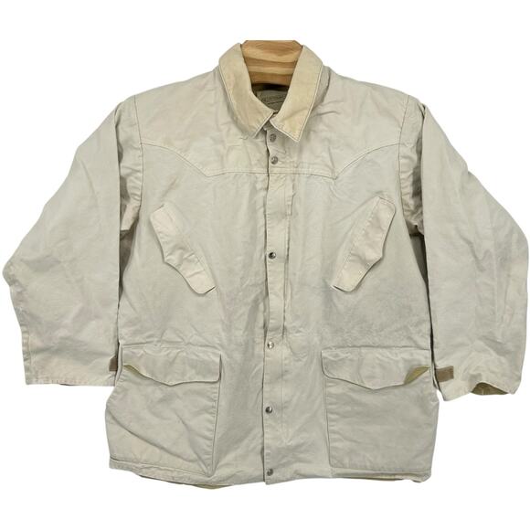J. Peterman Other - VTG 90s Men's Cream White J. Peterman Collared Canvas Chore Workwear Jacket XL